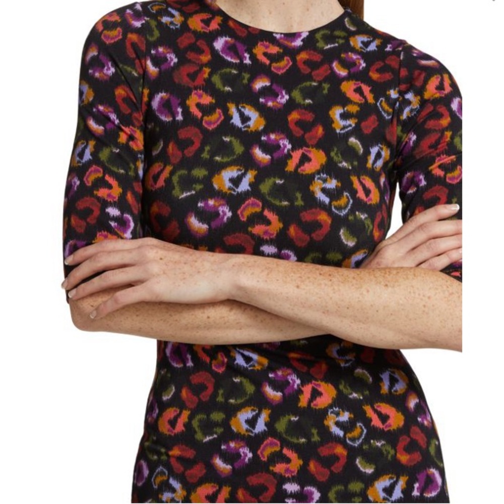 Farm Rio Rainbow Leopard Sheath Midi Dress Size XS